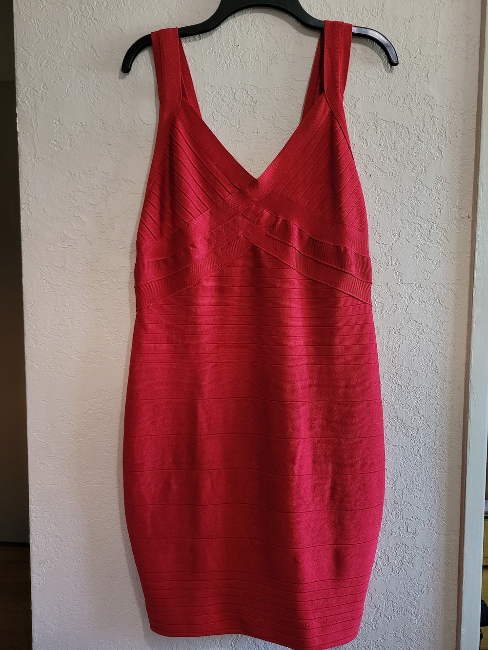 Kardashian Kollection Red V-Neck Bandage Mini Dress